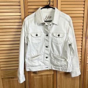 J JILL. White stretch denim jacket. Size M